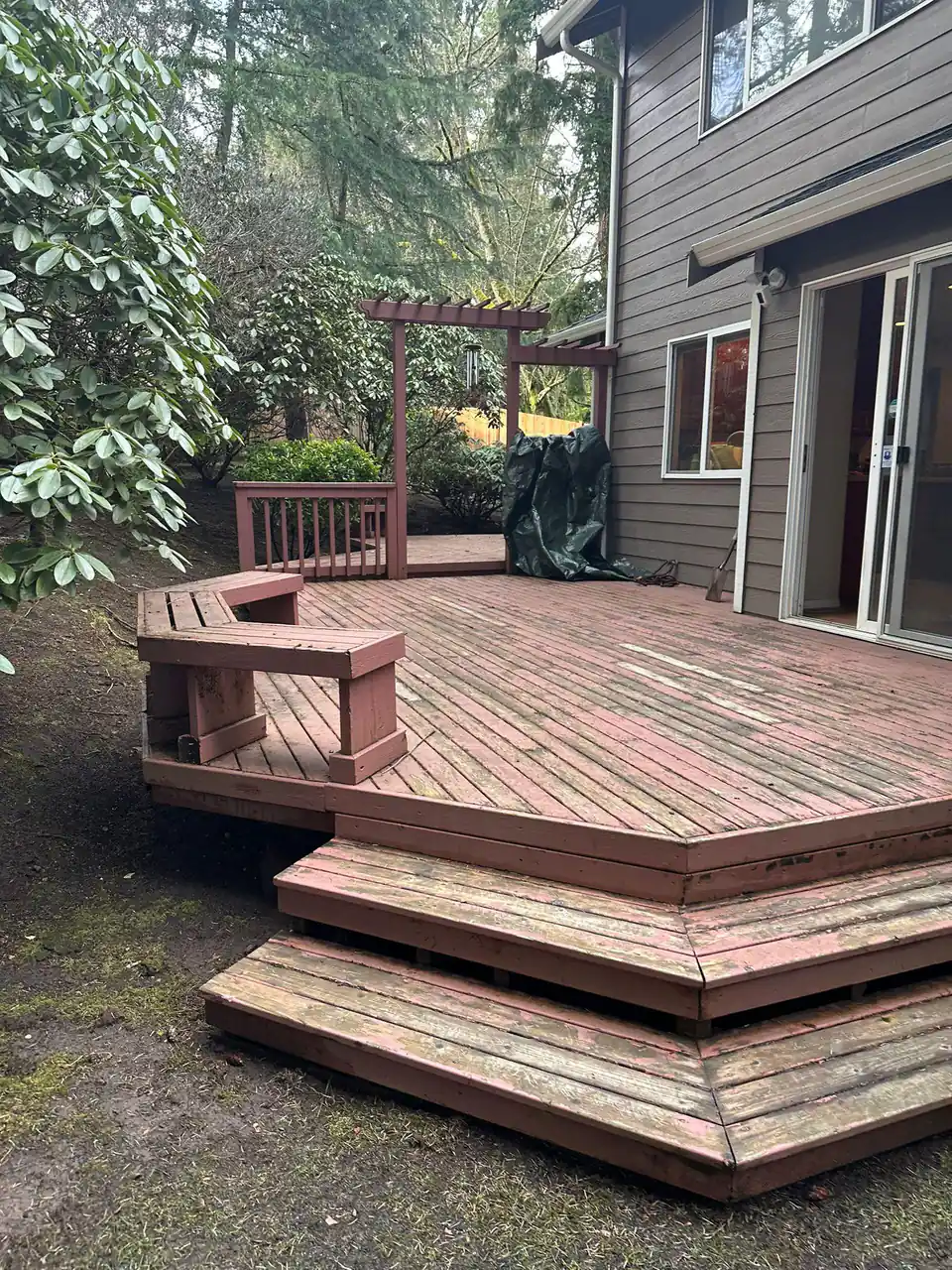 Deck construction before photo in Bellevue, Washington