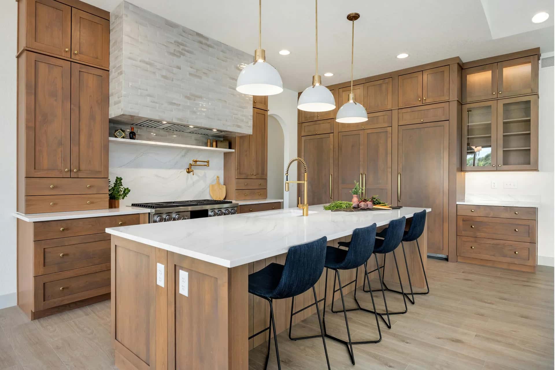 Warm wood kitchen renovation with upgraded cabinetry in Bellevue, Washington