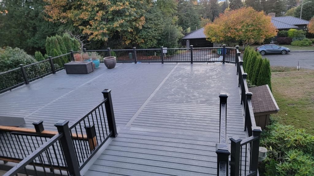 Redmond Deck Renovation with Outdoor Dining Area Redmond deck renovation with outdoor dining area by local remodeler Fine Element Construction