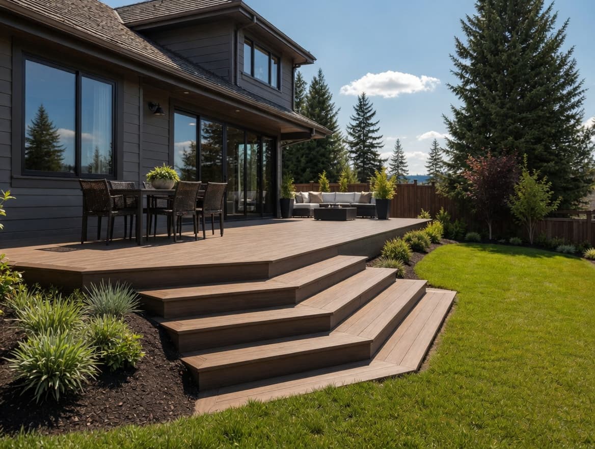 Kirkland Composite Deck Renovation with Perimeter Lighting Kirkland composite deck renovation with perimeter lighting by local remodeler Fine Element Construction