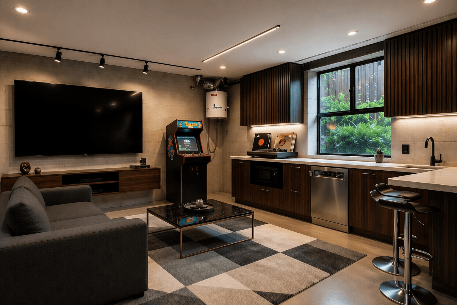 Bellevue Basement Remodel into Entertainment Area Bellevue basement remodel into entertainment area by local remodeler Fine Element Construction