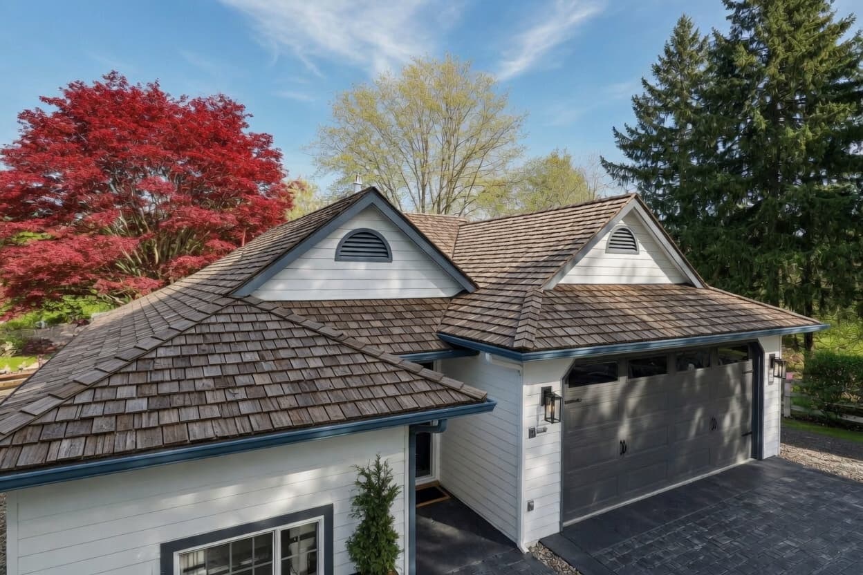 Redmond Slate Shingle Roof Upgrade Redmond slate shingle roof upgrade by Fine Element Construction